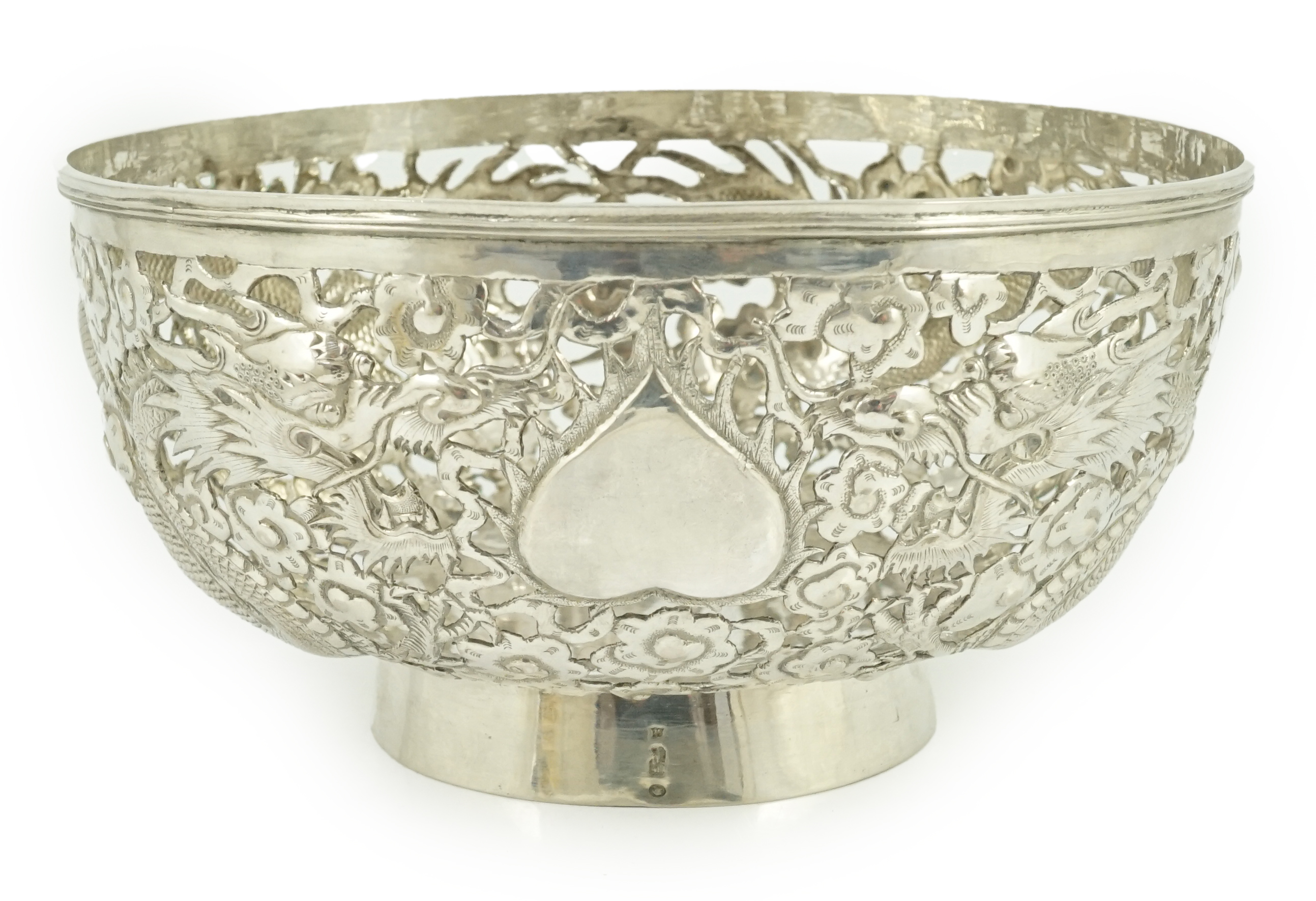 An early 20th century Chinese pierced silver circular bowl